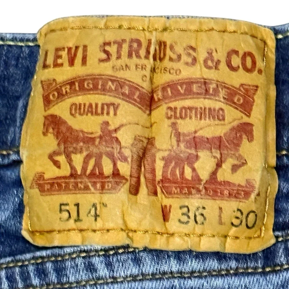 Levi's 514 Red Tab Straight Leg Denim‎ Blue Jeans Men's Pants Size 36x30